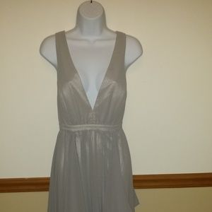 Silver-Gray gown with ruffles